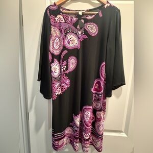 Dana Buchman Black and Purple Paisley Dress